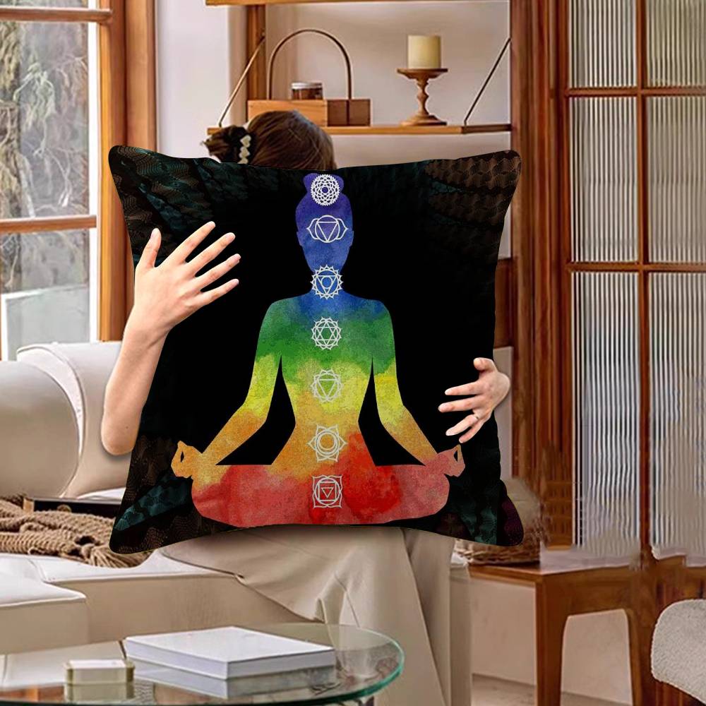 Meditation Seven Chakra Pillow Gift Home Office Decoration Bedroom Sofa Car Cushion Cover Case 45X45