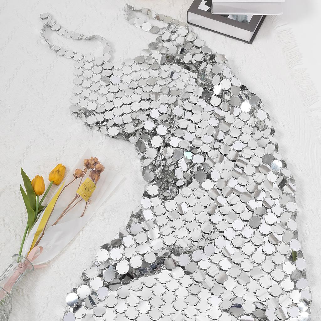 Sexy Geometric Hollow Sequined Body Chain, Personalized Nightclub Style Exaggerated Round Clothing Women