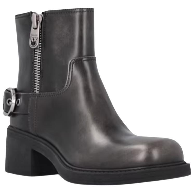 PINKO Leather Commuter Fashion Boots With Bird Decoration Short Boots 6cm Women boots Black SD0157P056Z99