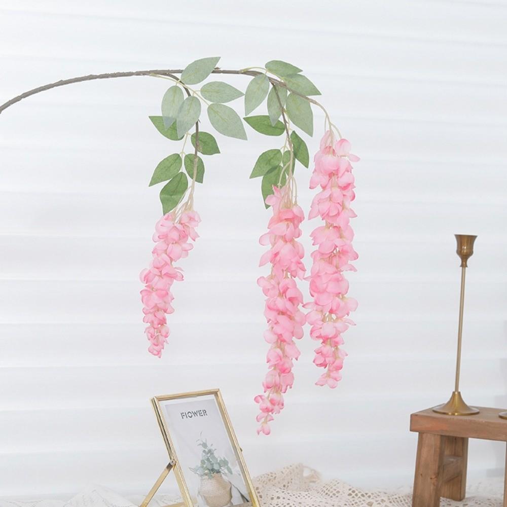 93CM Length Artificial Wisteria Long Branches 3 Forks Design Silk Wisteria Vine Silk Material Rattan Style Fake Silk Flower