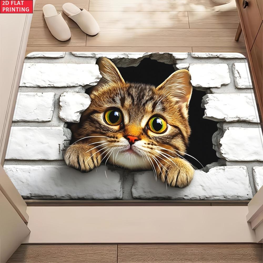 2D visual effects Cat Carpet Mat Home Decoration Living Room Floor Rug Cute Cat Pattern Pet Themed Indoor Area Rug welcome mat