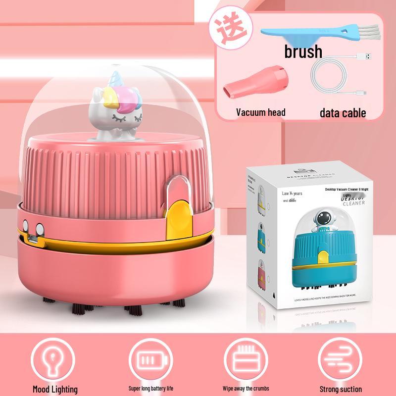 Rechargeable Mini Desktop Vacuum & Night Light for Multi-functional Cleaning
