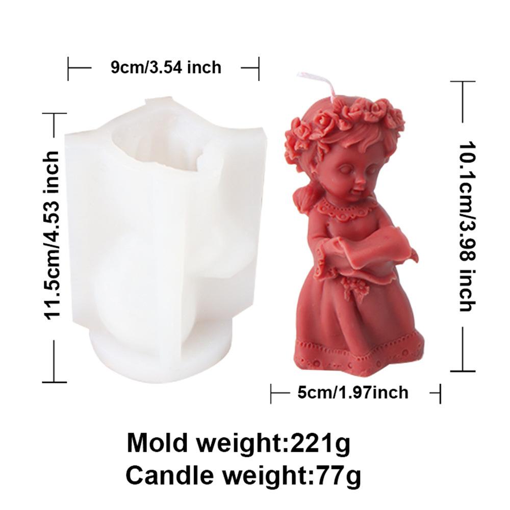 3D Rose Ring Angel Candle Silicone Mold Face Support Prayer Girl Aromatherapy Candle Gypsum DIY Wedding Decoration Gift