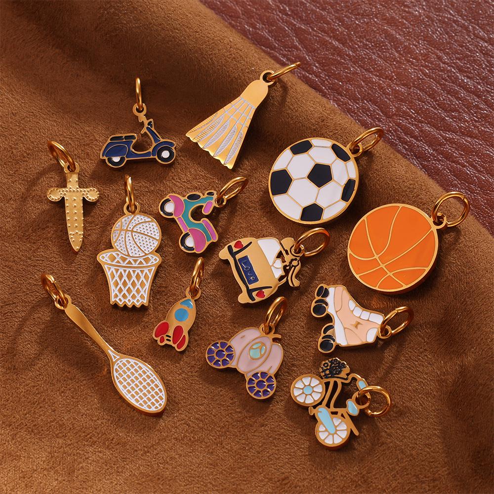 2025 Multi-Element Hip-Hop Necklace Bracelet Pendant for Women - Versatile Car Football Drip Oil Series Accessories