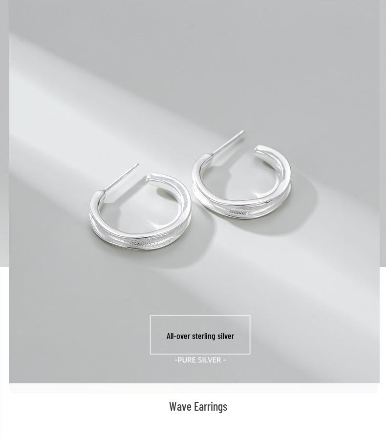 Korean Style Retro C-Shaped S925 Sterling Silver Earrings