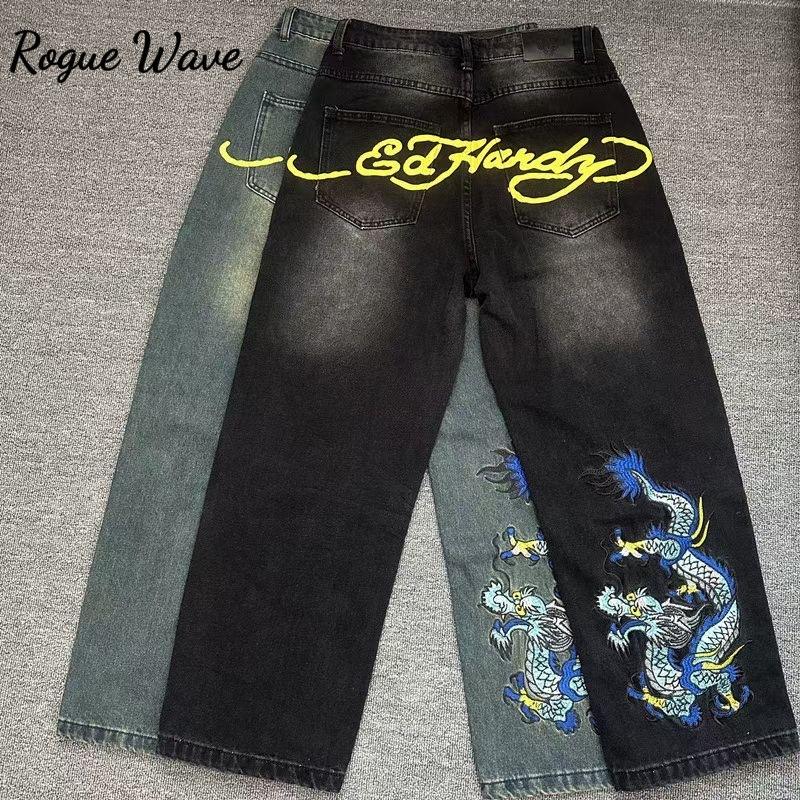 

RogueWave High Street Hip-hop Embroidery Niche Design Stylish Jeans Trousers 28