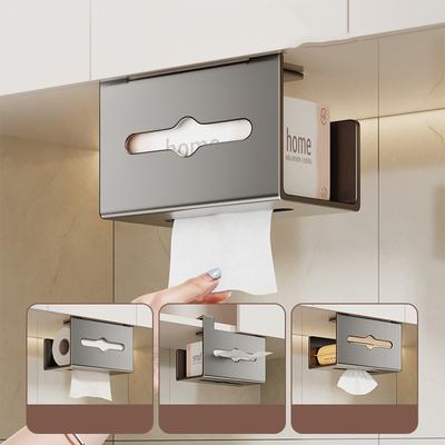 1pc Kitchen Tissue Holder Hanging Waterproof No Punching Paper Towel Rack Wet Wipes Roll Paper Storage Inverted Drawer Paper Box