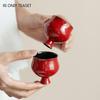 Chinese Traditional Red Ceramic Tea Cup Handmade Teacup Cup Coaster Household Tea Bowl Travel Personal Master Cup Tea Set
