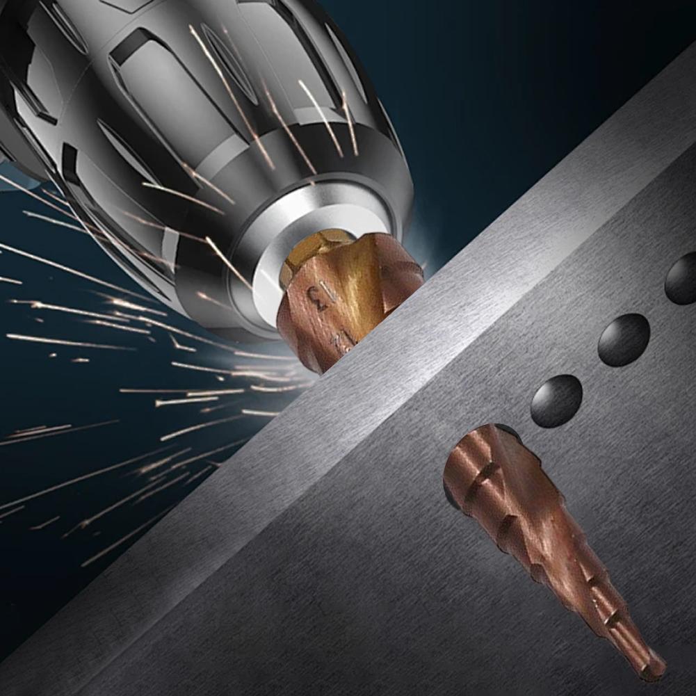 M35 HSS CO Hex Shank Stepped Drill Bit 1/4 Inch 3-13mm HSS-Co Cobalt Step Cone Drill Metal-Wood Hole Cutter Metal Drill Bit Tool