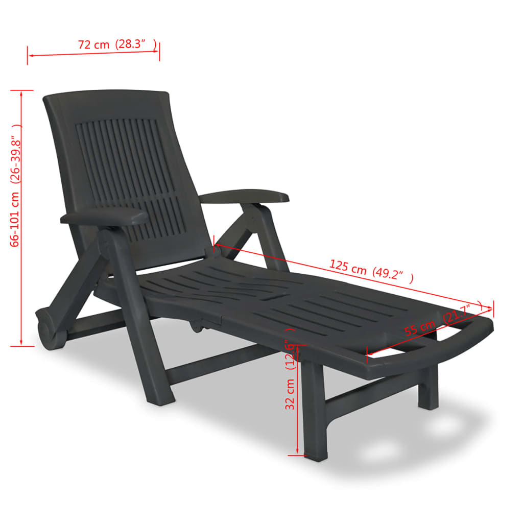 Loungers Sun Lounger With Footrest Plastic