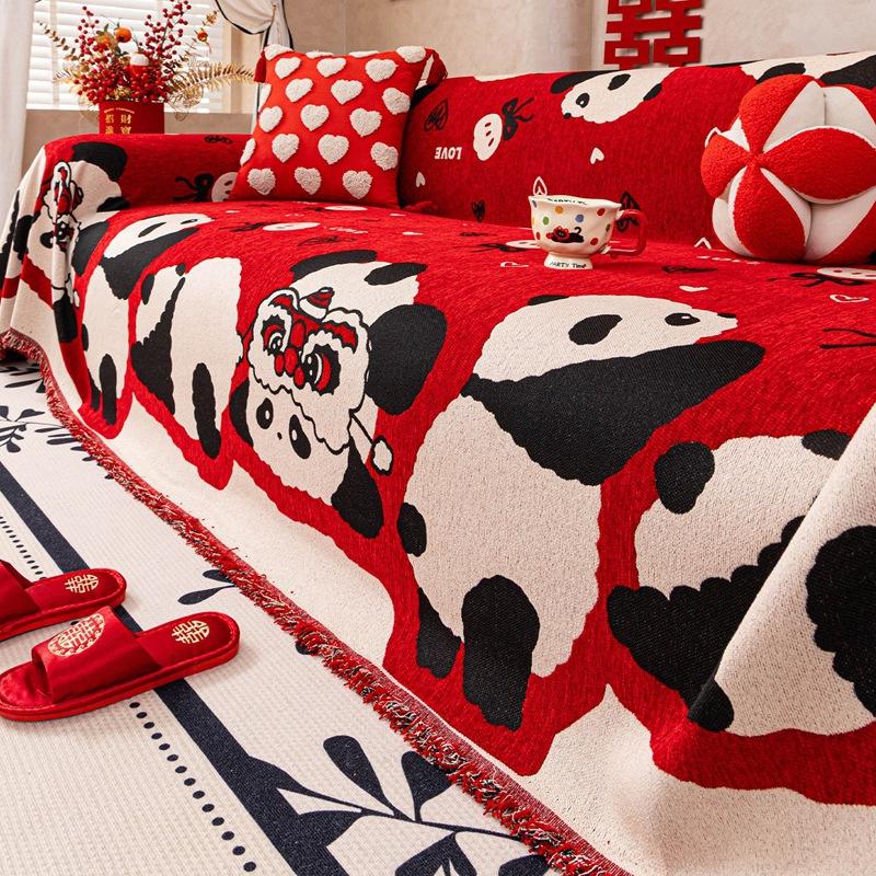 

Cute Red Panda Printed Sofa Towel Cartoon Full Cover Soft Sofa Blanket For Living Room Anti-Scratch Dustproof Home Accessories 180x130cm