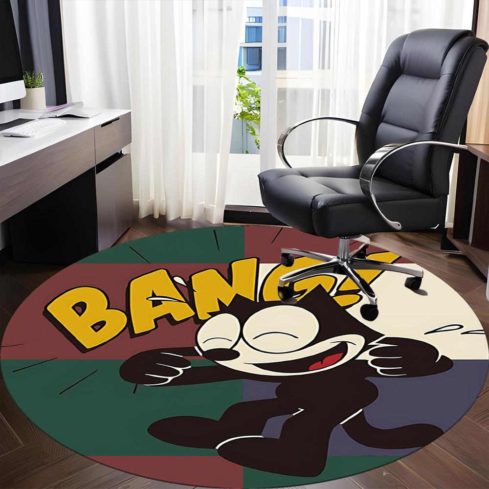 1pc Felix the Cat Office Round Area Rug, Under Office Chairs Bedroom Living Room Home Decor, Available in Various Sizes1