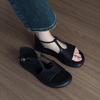 Sheepskin version~ niche design fashionable soft-soled sandals femininity elegant versatile woven one-word buckle Roman shoes