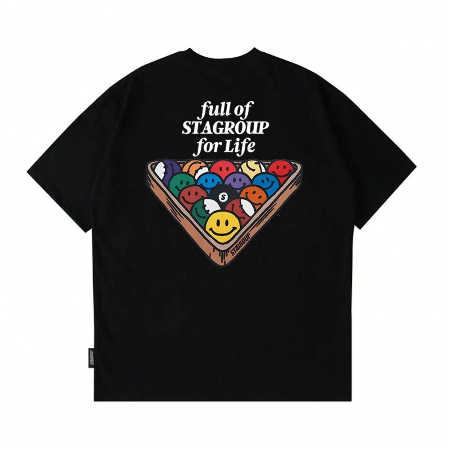 The 2025 Summer New Short-Sleeved T-Shirt With Cute Billiard Print Round Neck S разноцветный