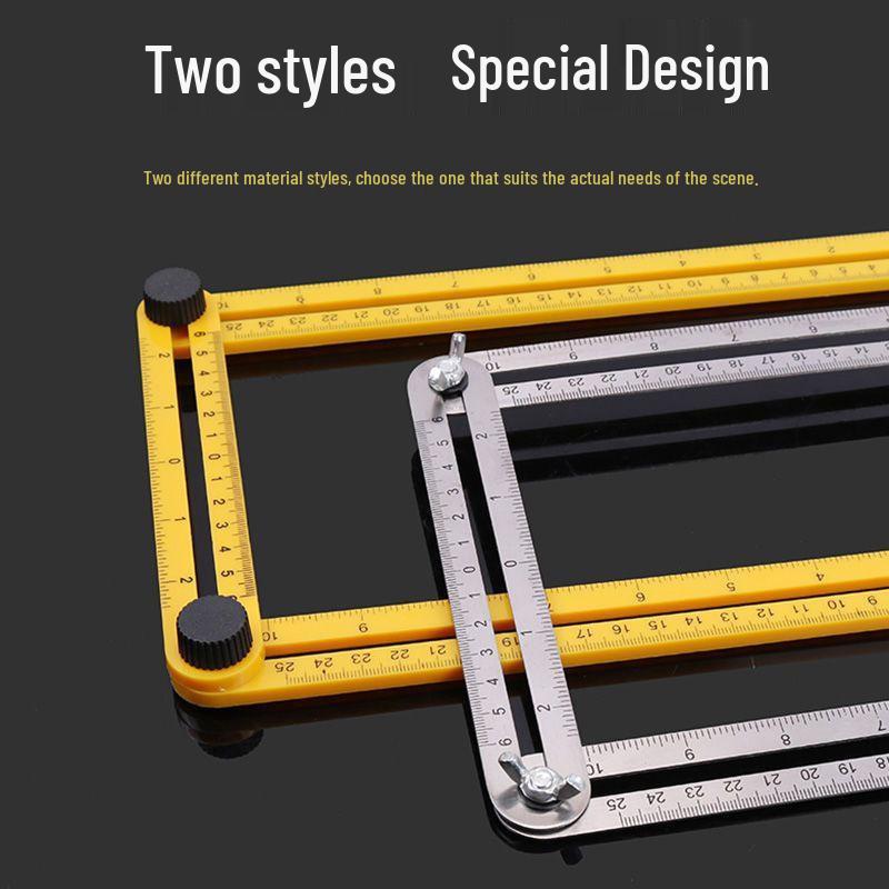 Four-Fold Aluminum Alloy Universal Angle Ruler - Multi-Functional Right Angle and Irregular Shape Woodworking Folding Ruler