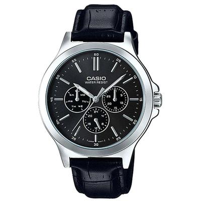 Casio Men`s Stainless Steel Watch, Black Leather Strap MTP-V300L-1A / Authentic Casio