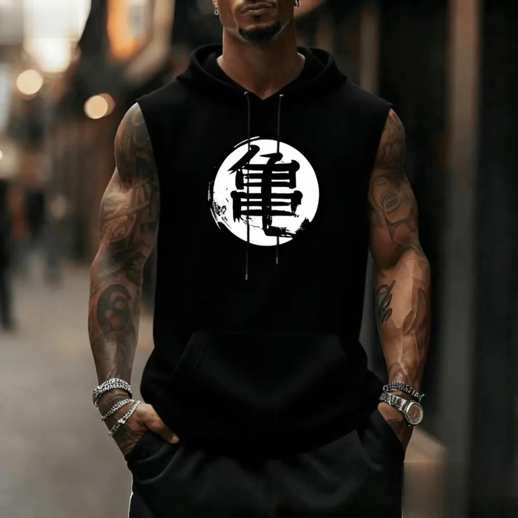 

Europe And America Chinese Printing Men s Solid Color Sports Sleeveless Vest Young Men s and Women s Fitness And Casual Tank Tops S