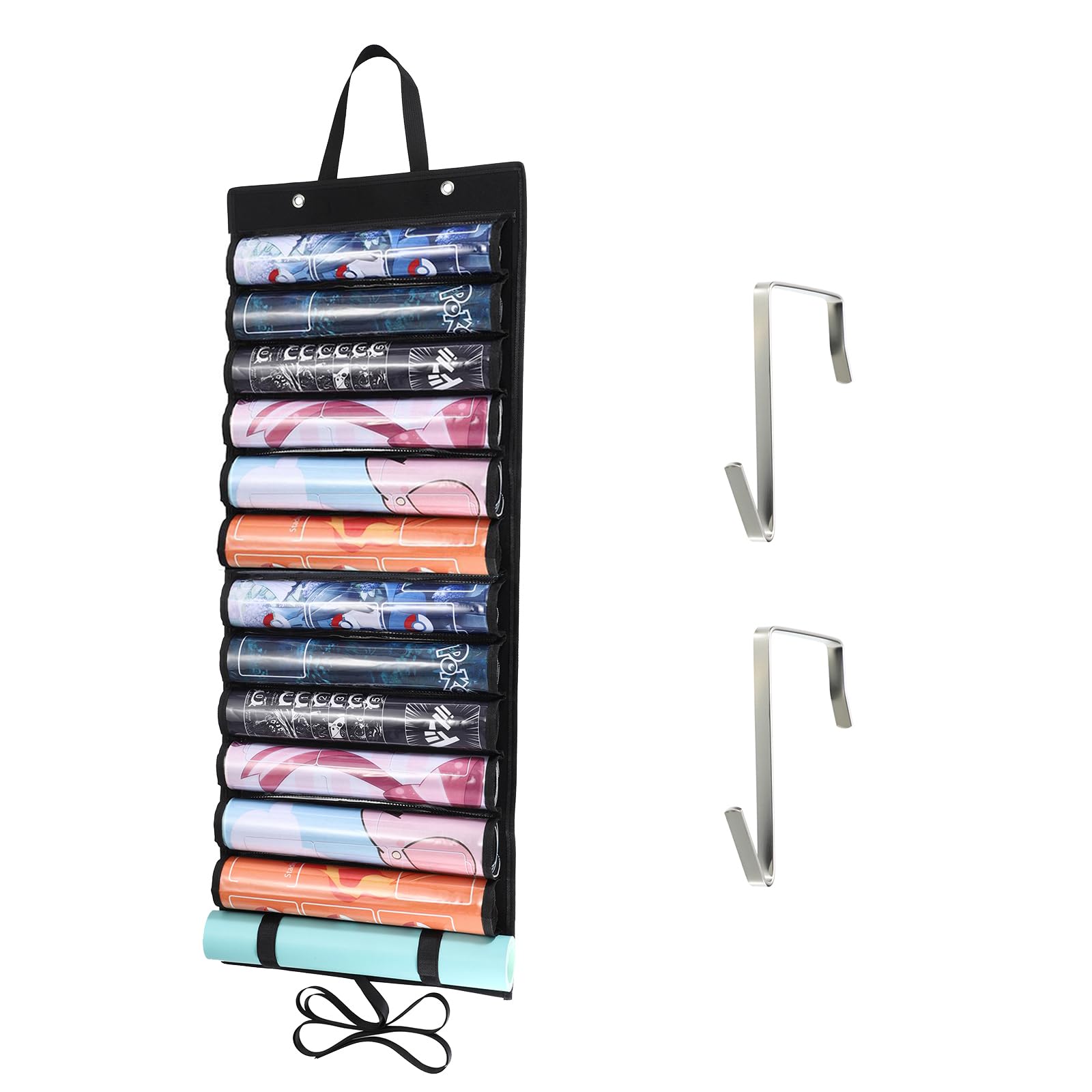 

Sumnacon Карман для хранения плейматов Держатель для игрового коврика для карточных игр Черный Большая вместимость 12+1