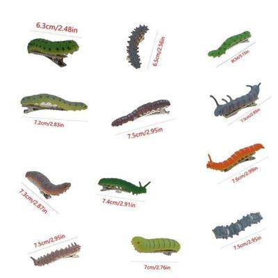 6/12Pcs Simulation Spooky Caterpillars Hair Clip Funny Creative 3D Crawl Insect Duckbill Clip Hairpin Prank Party Hair Accessory