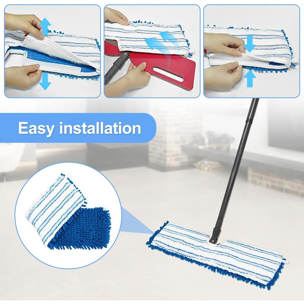 3 Pack Mop Heads Replacements Compatible for Ocedar Dual-Action Microfiber Flip Mop, Double Sided Mop Replace Head Mop Refills with Microfiber