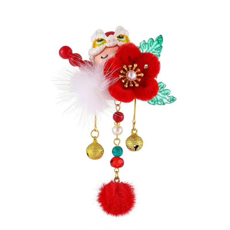 

Festive Flower Hair Clip Lovely Pompoms Tassels for Kids Hairpin Sweet Girls Flower Hairpin Accessories for Women 1