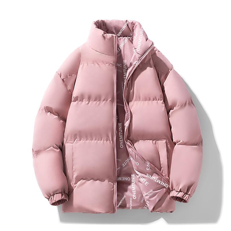 

Куртка с воротником-стойкой с обеих сторон на хлопковой подкладке для молодых мужчин, ветрозащитная теплая одежда, спортивная куртка в японском и корейском стиле. M розовый