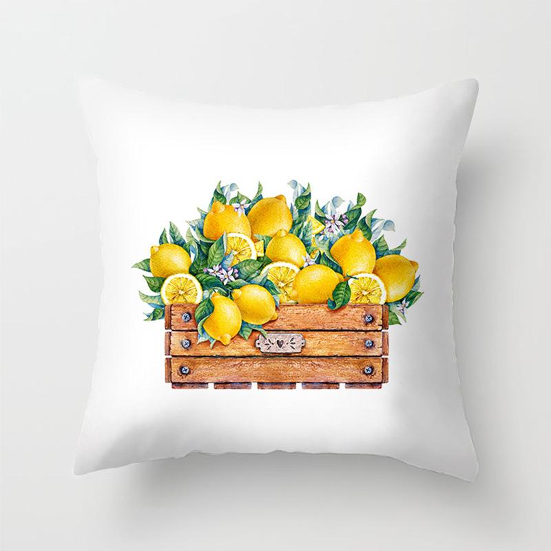 Home Decor Yellow Lemon Pattern Summer Cushion Cover Pillow Sofa Decorative