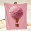 Eiscreme Heißluftballon Muster Flanell bedruckte Decke geeignet für alle Jahreszeiten geeignet für Wohnzimmer Büro Sofa Reisen