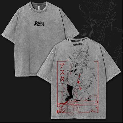 Black Clover Anime T-shirt For Men Women Clothing Asta Graphic Short Sleeve Tees Oversized Tops Harajuku Cotton Washed T Shirt