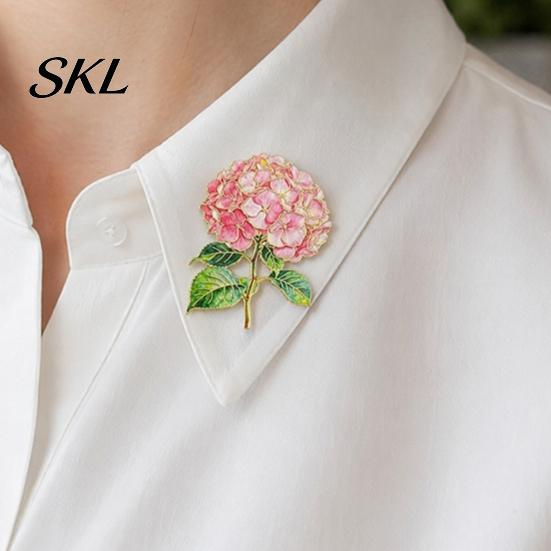 Hortensia Bloemen Broche Speld, Emaille Vorm Revers Gepolijste Randen Rugzak Olie Druppel Decoratief Speldje voor Jas Kragen Sjaals Canvas Tassen Legering