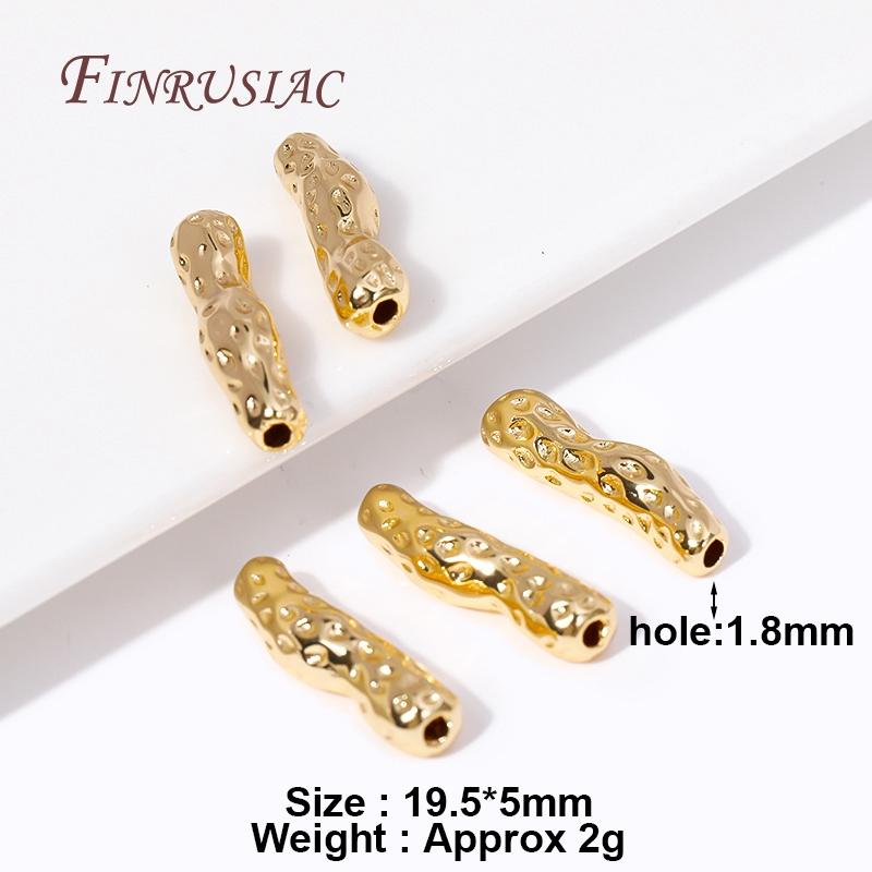 

18K Gold Plated Brass Hollow Tube Bead Spacer Beads Supplies For Needlework Natural Stones Jewelry Making DIY Beadwork Accessory 2 Pieces
