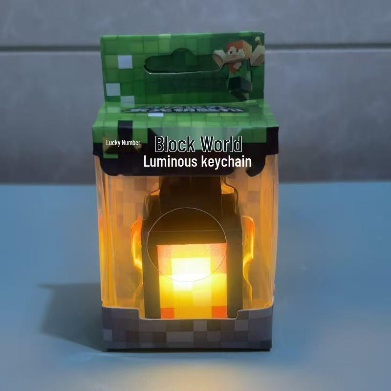 Minecraft Min Värld Mini Lykta Ljusande Nyckelring Modell Hänge