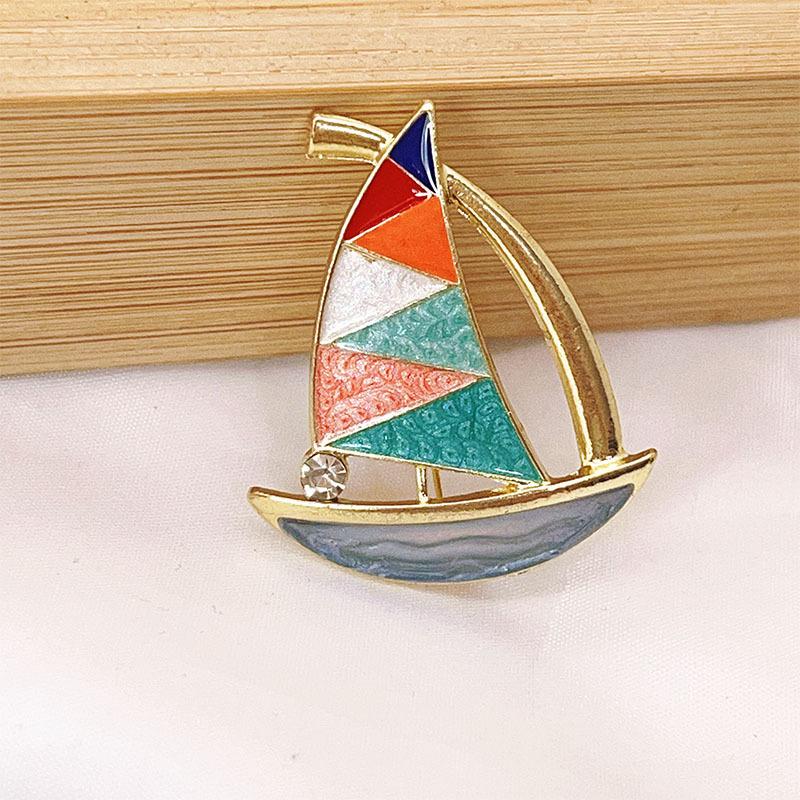 Smooth sailing, color sailing brooch, corsage, corsage, oil drop pin, advanced sense, anti-light buckle