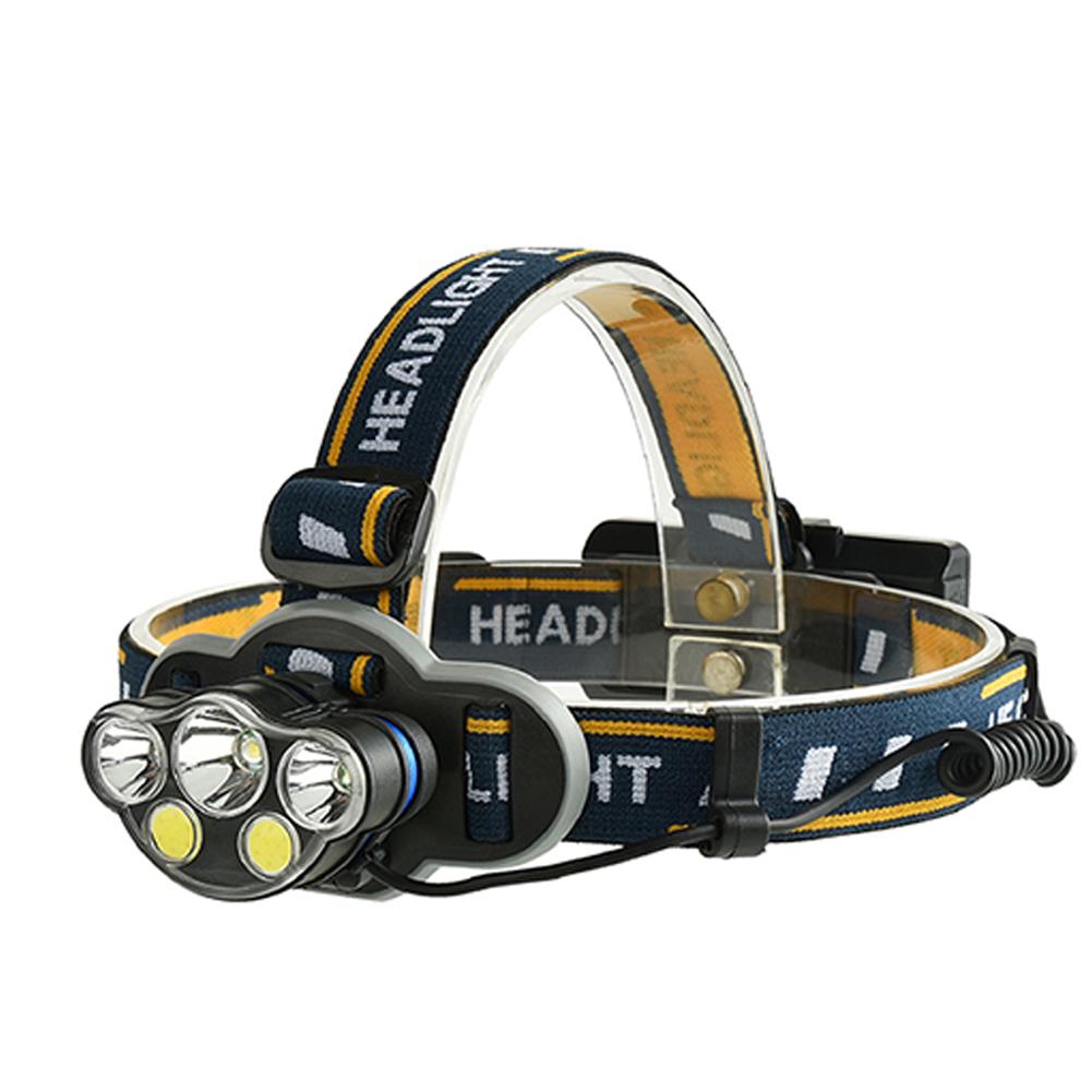 Practical Outdoor 5-light USB Charging +COB LED Strong Light Headlamp Warning Light