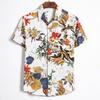 Men Ethnic Short Sleeve Casual Cotton Linen Printing Hawaiian Shirt Blouse