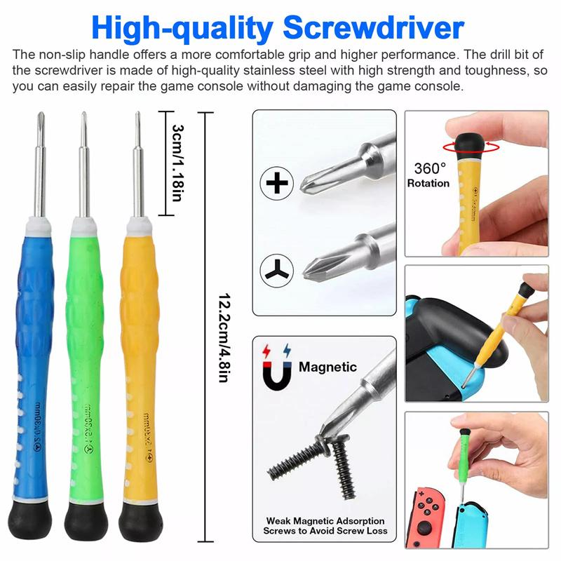 33Pcs Switch Repair Kit Ninten-do Switch 3D Joystick Joycon Repair Screwdriver Set Left/Right Controller Disassembly Tools
