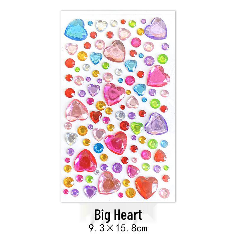 Gem Stickers: Kids' 3D Acrylic Crystal DIY Rhinestone Decorations, Colorful Cross-Border Designs for Girls