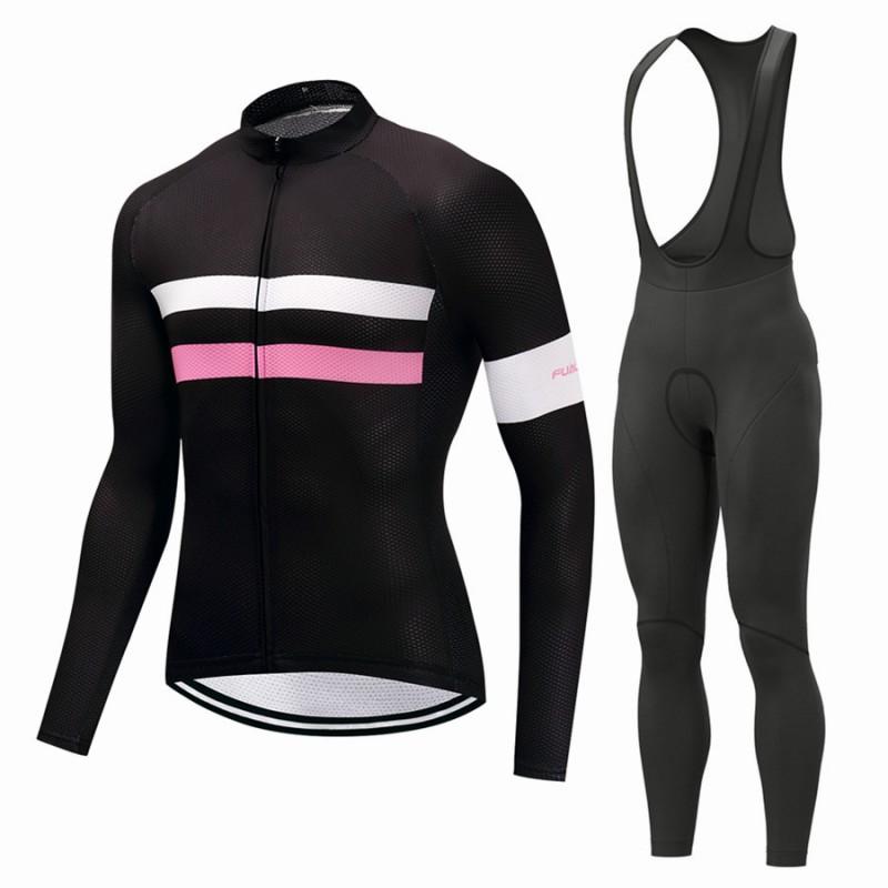 Mens Long Sleeve Cycling Jersey Set Breathable Quick Dry Bike Riding Sportswear