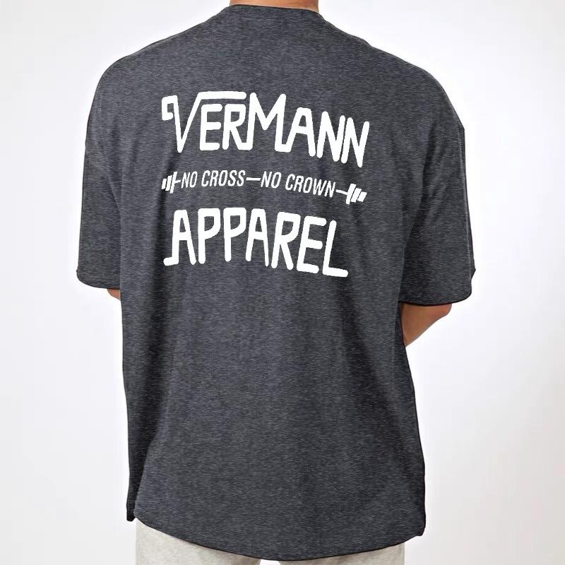 

New Korean Version Short-sleeved Sports Loose Round Neck Printed Breathable Sports Men s Pure Cotton T-shirt Fitness Casual Wear 4XL