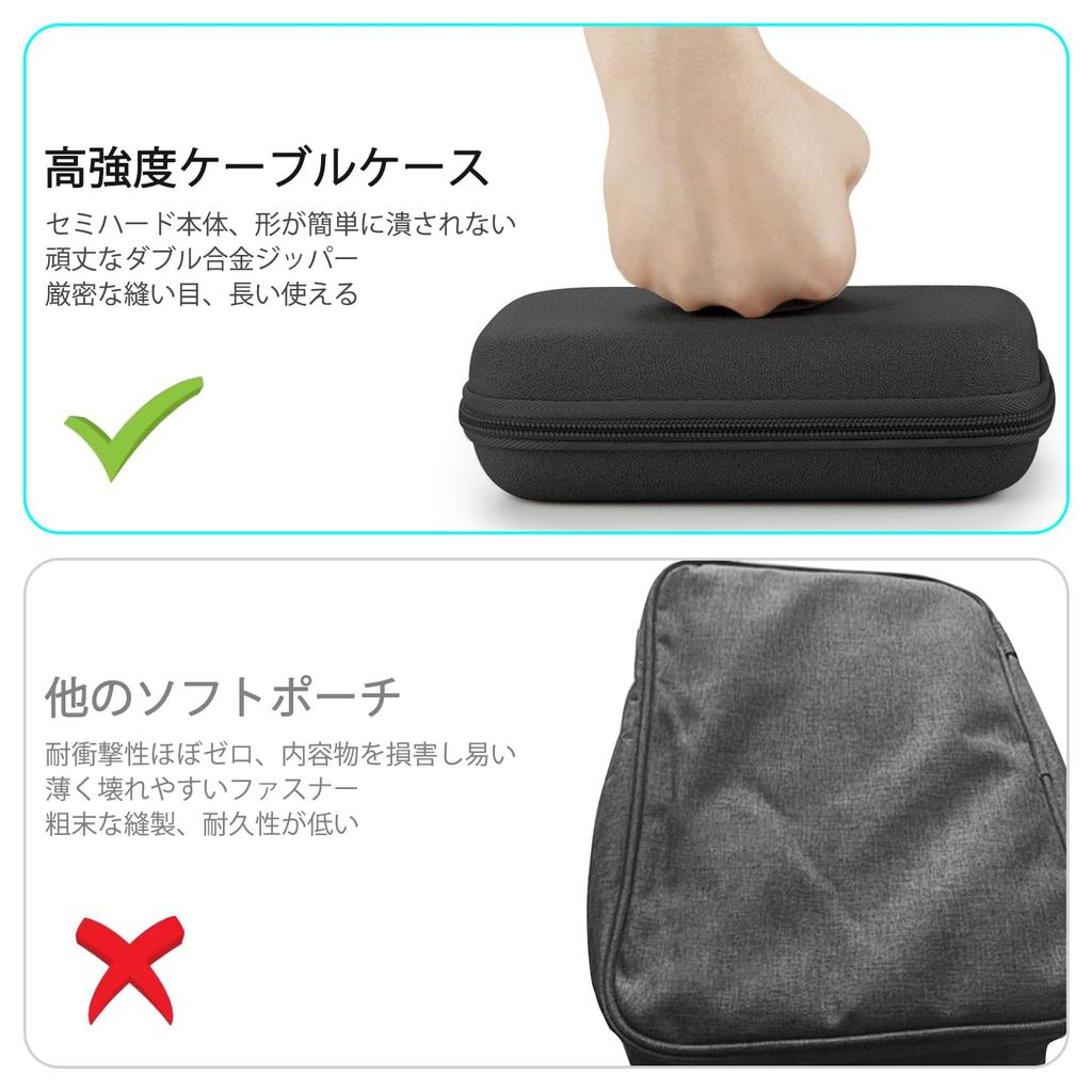 Roleness Gadget Pouch, Hard, Large Capacity Travel Pouch for Chargers and Cables, Waterproof Gadget Case with Dividers, Multifunctional Storage Bag
