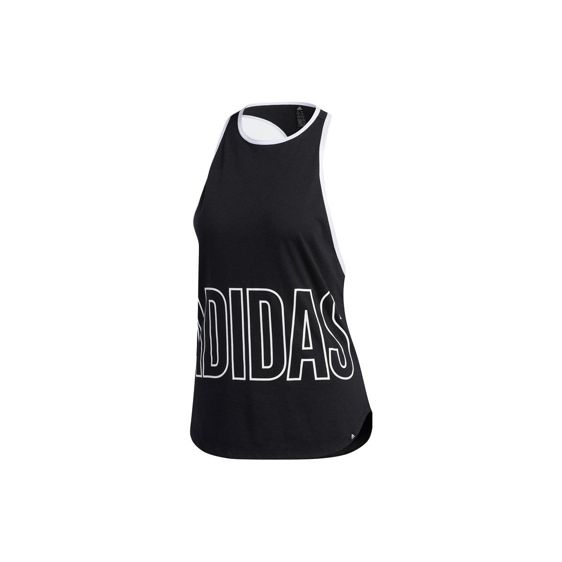 Adidas Letter Print Sleeveless Sports Vest Women Tops Black FM5110 S