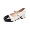 Augustine Thick Heel Mary Jane Shoes Women's 2025 New Spring Shallow Mouth Single Shoes French with Skirt Jk Small Leather Shoes