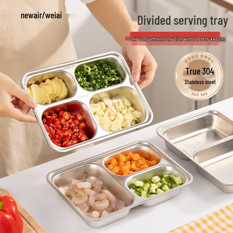 Newair 304 Stainless Steel Divided Prep and Serving Plate