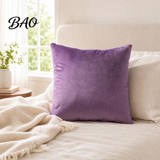 Fluff Treated Pillowcase Solid Color Velvet Pillow Cover, Soft Plush Throw Case, 17.7x17.7 Inch Office Cover Smooth Cushion for Sofa, Bed, Office,