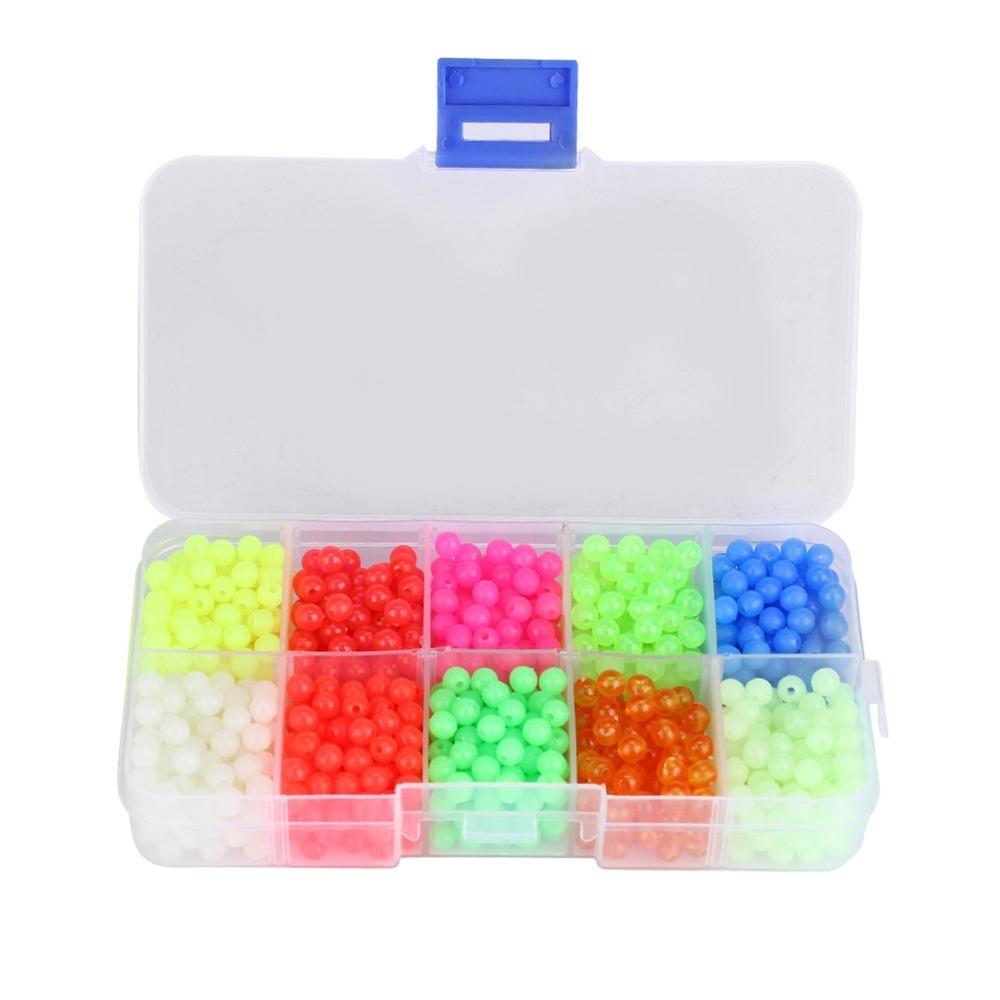 

1000pcs Portable Plastic Fishing Beads 10 Colors 5mm Fishing Lures Luminescence Fishing Rig Beads Freshwater Fishing