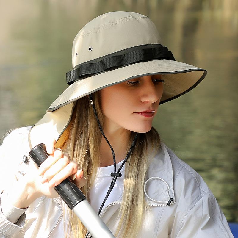 Waterproof Wide Brim Bucket Hats, Foldable UV Protection Womens Sun Hat with Neck Flap for Summer Beach Fishing Hiking