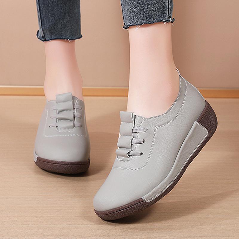 

Жіночі черевики з натуральної шкіри з товстим низом, протиковзкі черевики на платформі, робоче взуття для матері 35