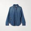 Womens Denim Two-Piece Set Loose Shirt With Raglan Sleeve Asymmetrical Hem Skirt Streetwear Fall 2025