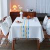 Waterproof Tablecloth Hotel Cotton And Linen Restaurant Fringed Covering Cloth Dining Table Rectangular Coffee Table Tablecloth