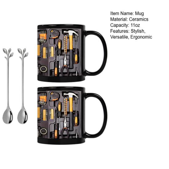 Mekanik Takım Kutusu Kahve Kupası Şık Seramik Takım Kutusu Fincan 11oz Mekanikler Baba Koca İçin Takım Temalı Hediye